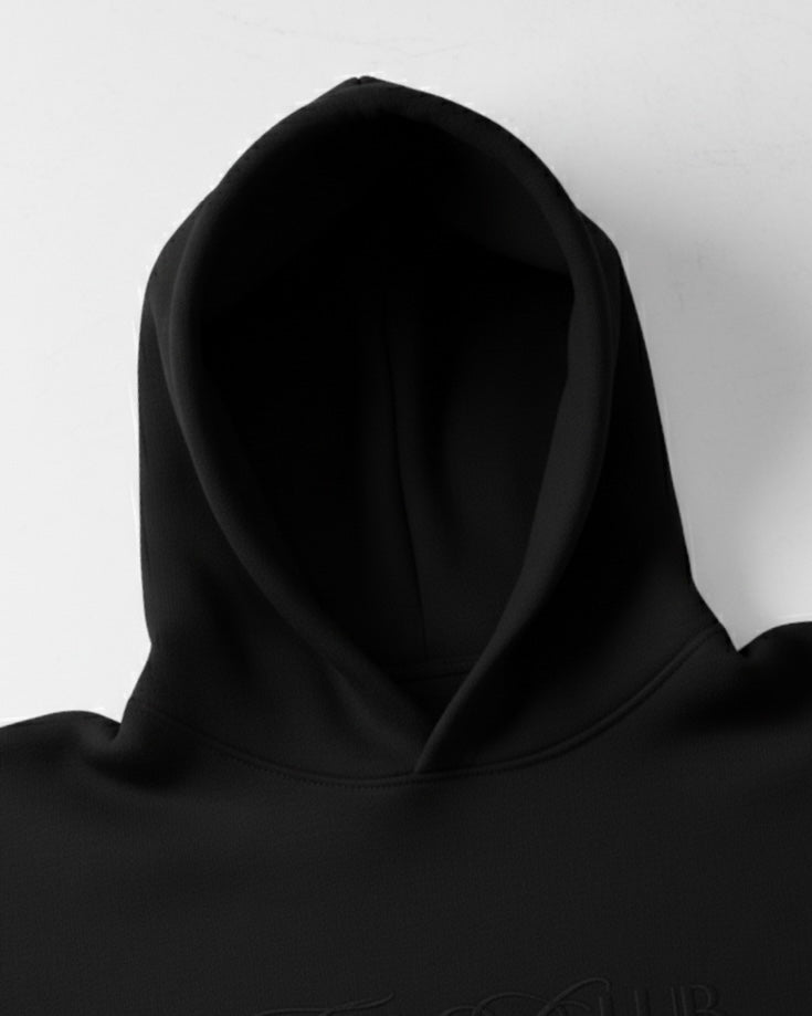 TRILO CLUB BLACK ON BLACK HEAVYWEIGHT HOODIE