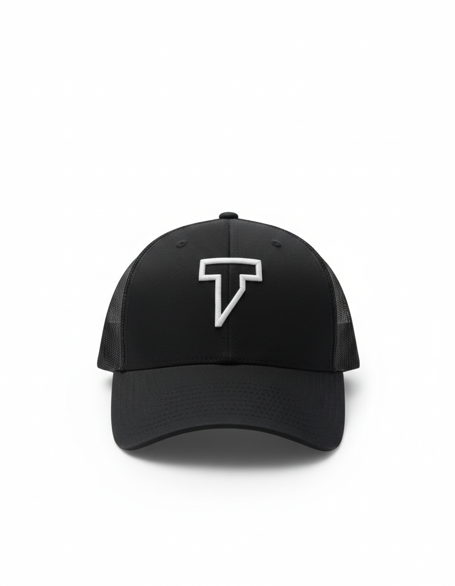 T LOGO CAP BLACK WHITE OUTLINE