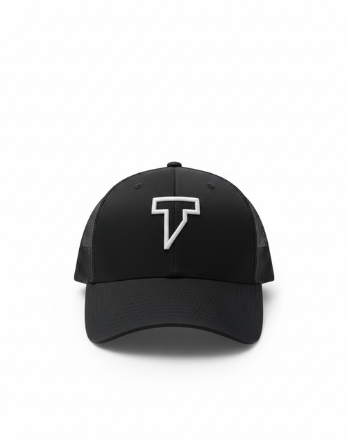 T LOGO CAP BLACK WHITE OUTLINE