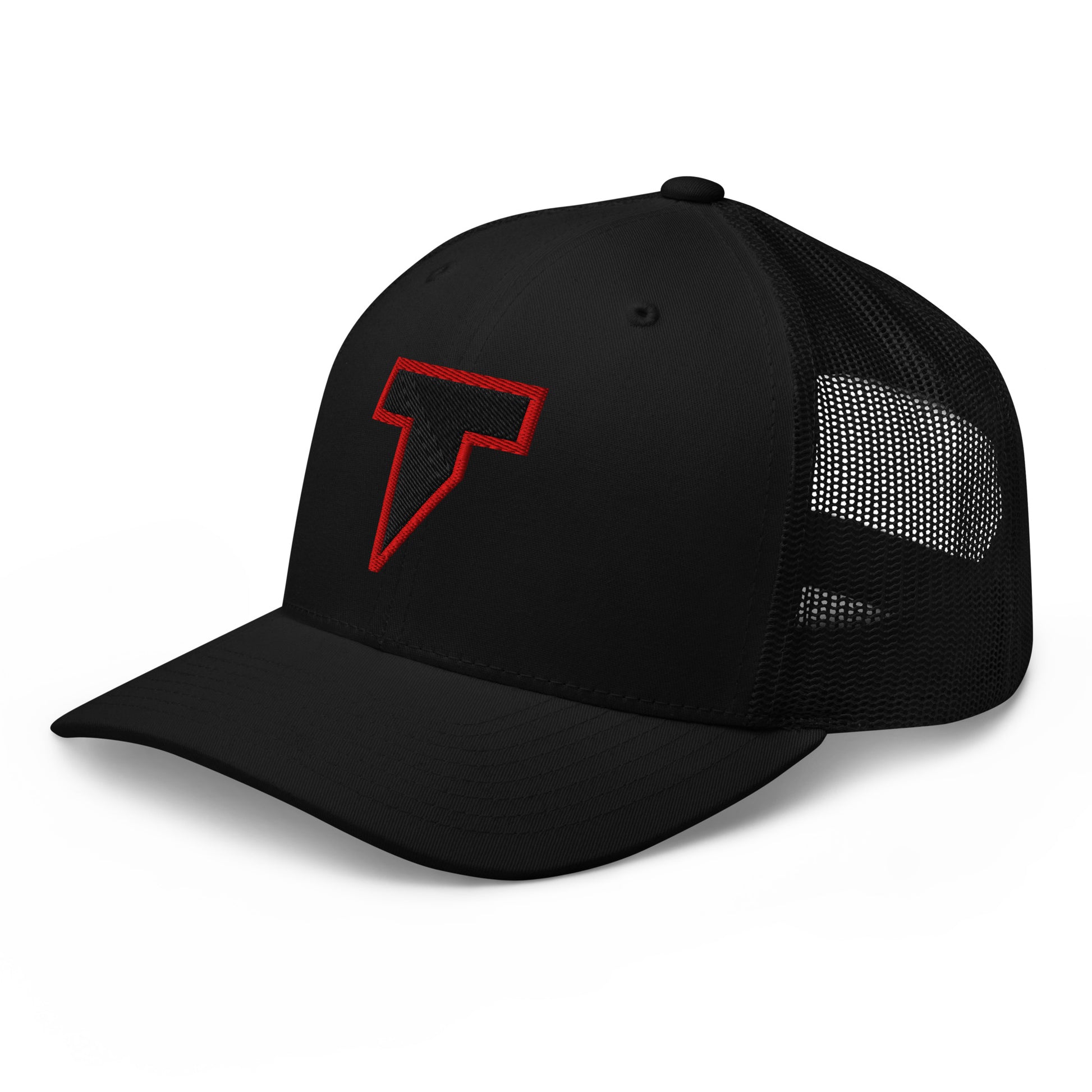 T LOGO CAP BLACK RED OUTLINE