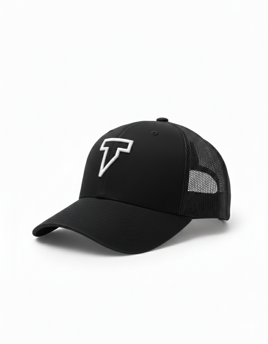T LOGO CAP BLACK WHITE OUTLINE