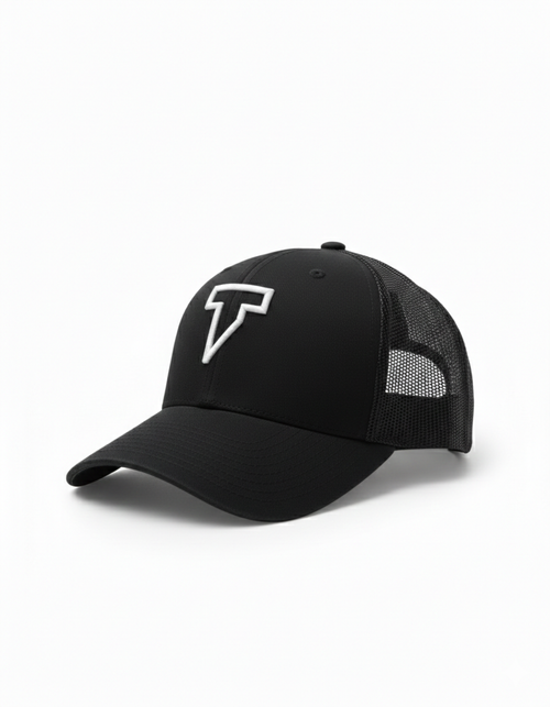 T LOGO CAP BLACK WHITE OUTLINE